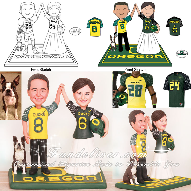 Oregon Ducks Football Wedding Cake Toppers